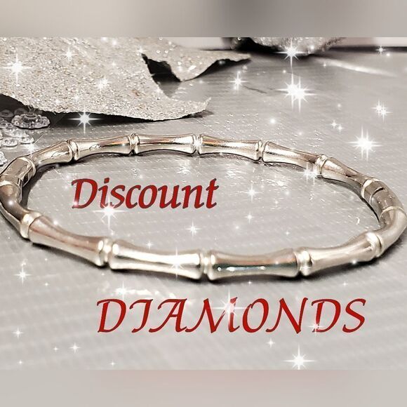 Openable Bamboo Oval Bangle Bracelet inner diam 2 x 2.5 in. Sterling Silver - Picture 4 of 10